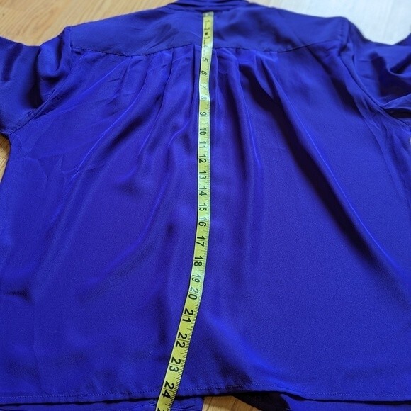 Justine Todd Vintage 80s Purple Ruffled Long Sleeve High Neck Blouse SZ 8 Large - Picture 7 of 7